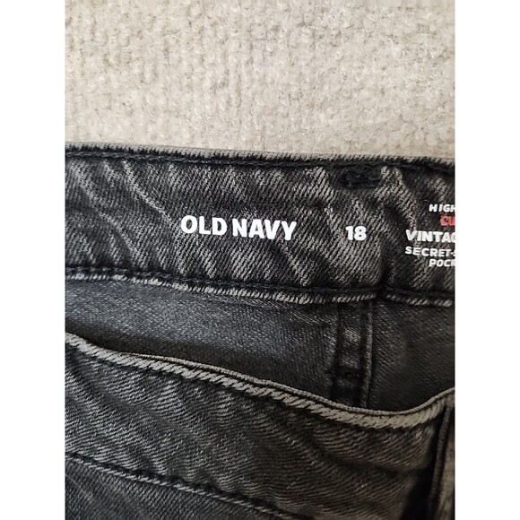 Old Navy High Rise Curvy Vintage Slim Jeans Womens 18 Faded Black Stretch NEW - Picture 8 of 11